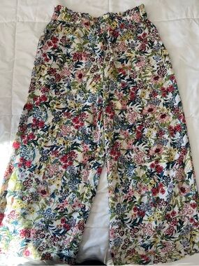 H&M Floral Wide-Leg Pants in Pink, Blue & Green